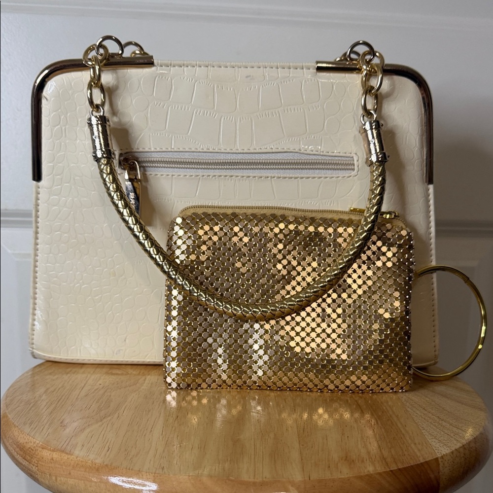 Chic Cream and Gold Clutch Set
